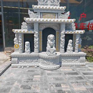 葫芦岛芝麻白中国黑石材套墓 花岗岩墓碑