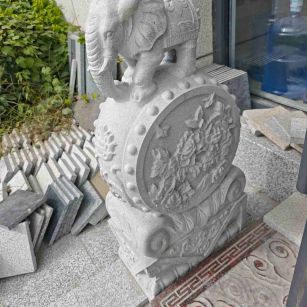 葫芦岛芝麻白抱鼓石 庭院抱鼓石